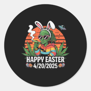 Funny Alien Bunny Easter 2025 Stoner Holiday Vibes Classic Round Sticker