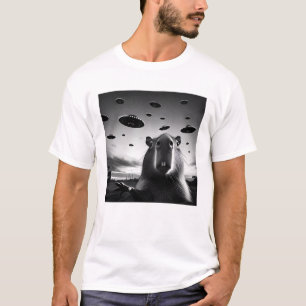 Funny Alien Capybara UFO Capybara Selfie with T-Shirt