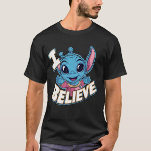 funny Alien carton Believer World UFO Day 1 T-Shirt