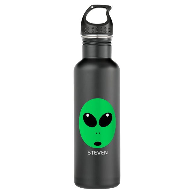 Funny Alien Cartoon Face Kids Personalized 710 Ml Water Bottle (Front)