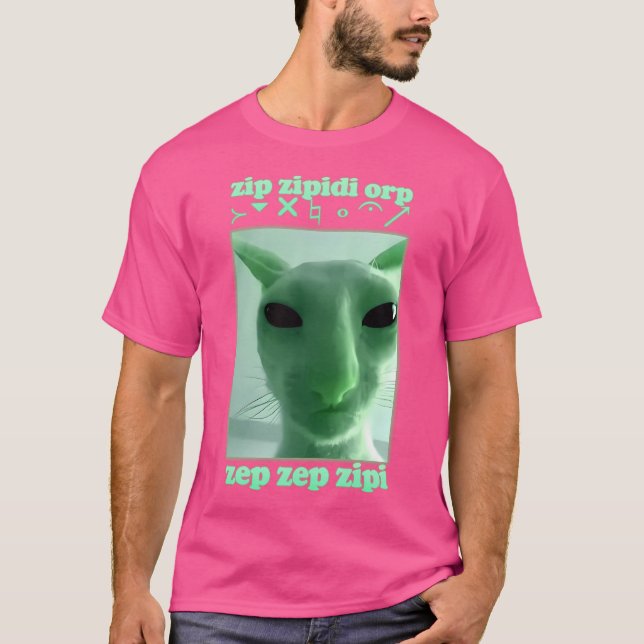 Funny Alien Cat Brainrot Meme Gift T-Shirt (Front)
