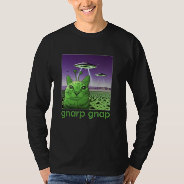 Funny Alien Cat Meme Graphic T-Shirt (Front)