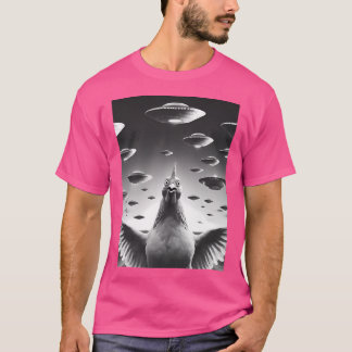 Funny Alien Chicken Ufo Dairy Chicken Selfie With  T-Shirt
