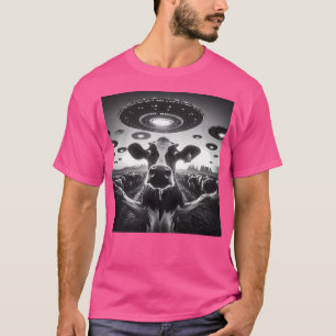Funny Alien Cow Ufo Dairy Cow Selfie With Ufos T-Shirt