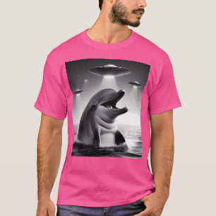 Funny Alien Dolphin Ufo Racoon Selfie With Ufos T-Shirt