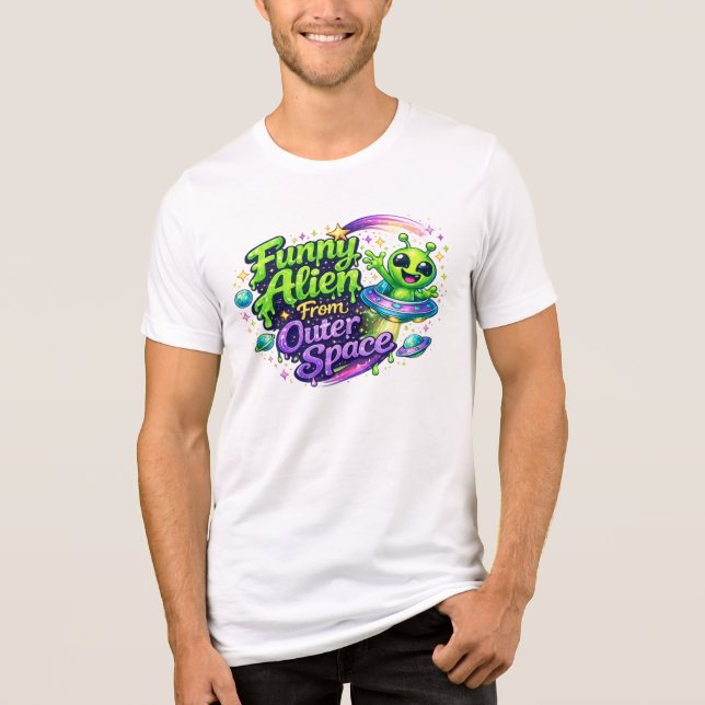 Funny Alien From Outer Space Cute Cartoon Space Tri-Blend Shirt (Front)