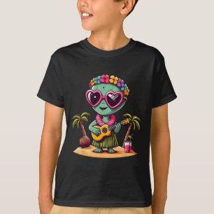 Funny Alien Hawaiian Costume Kids Summer Vacation  T-Shirt