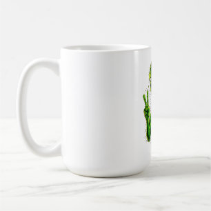 Funny Alien Head Eating Pizza UFO Coffee Mug
