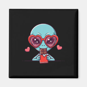 Funny Alien Heart Chocolate Valentine Alien Womens Magnet