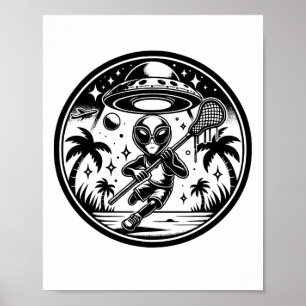 Funny Alien Lax Lacrosse Men Boys Girls Youth Teen Poster