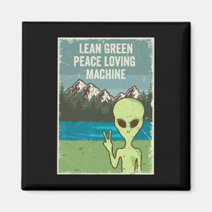 Funny Alien Live In Peace Nature Lover Retro Earth Magnet