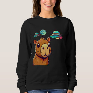 Funny Alien Meme Animal Lover Zookeeper Cute Capyb Sweatshirt