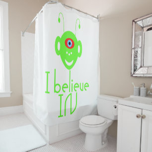 Funny alien monster shower curtain