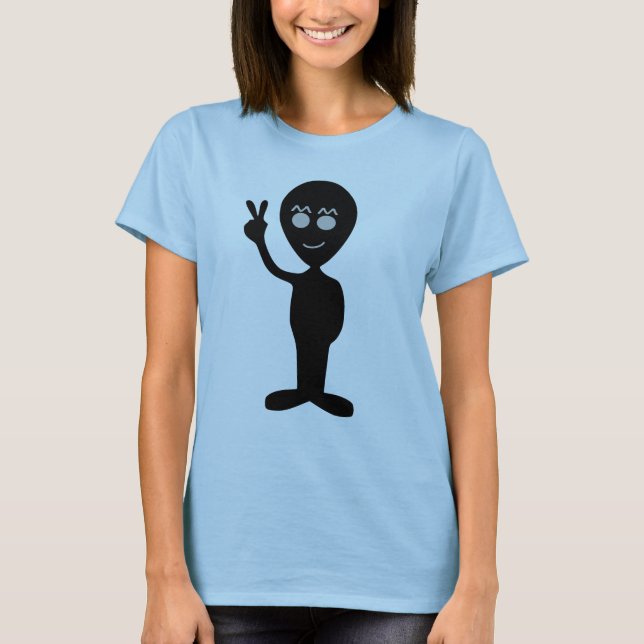 Funny alien peace sign T-Shirt (Front)