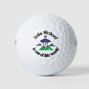 Funny Alien Pixel Art Personalised Funny Joke Golf Balls