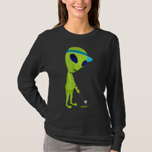 Funny Alien Playing Golf Parody Golfer UFO Golfing T-Shirt