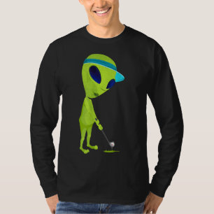 Funny Alien Playing Golf Parody Golfer UFO Golfing T-Shirt