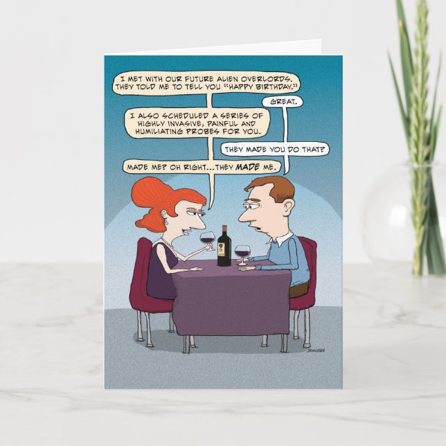 Funny Alien Probe Birthday Card (Front)