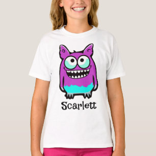 Funny Alien Purple Green Monster Cartoon T-Shirt