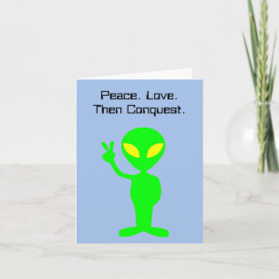 Funny Alien Sci-Fi Cartoon Extraterrestrial Art Card