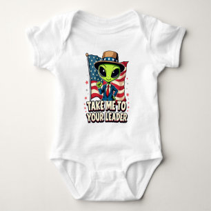 Funny Alien Take Me to Your Leader USA Patriotic Baby Bodysuit