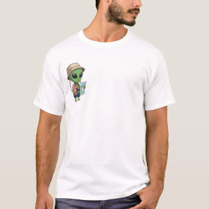 Funny Alien Tourist Cartoon Character T-Shirt