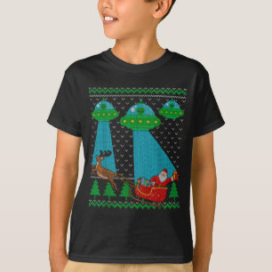 Funny Alien Ufo Santa Sleigh Ugly Christmas Sweate T-Shirt