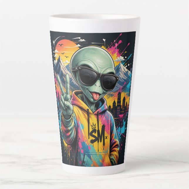 Funny Alien Vibes Latte Mug (Front)