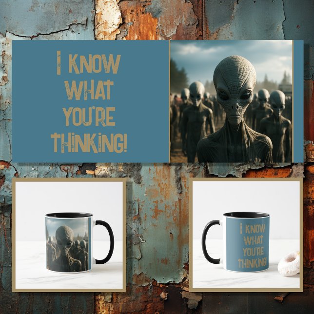 Funny alien with editable text 4 of 4  mug (Creator Uploaded)