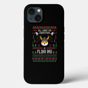 Funny All I want for Christmas is Floki Inu Shiba iPhone 13 Case