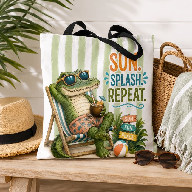Funny Alligator Beach Bag Tote (Creator Uploaded)