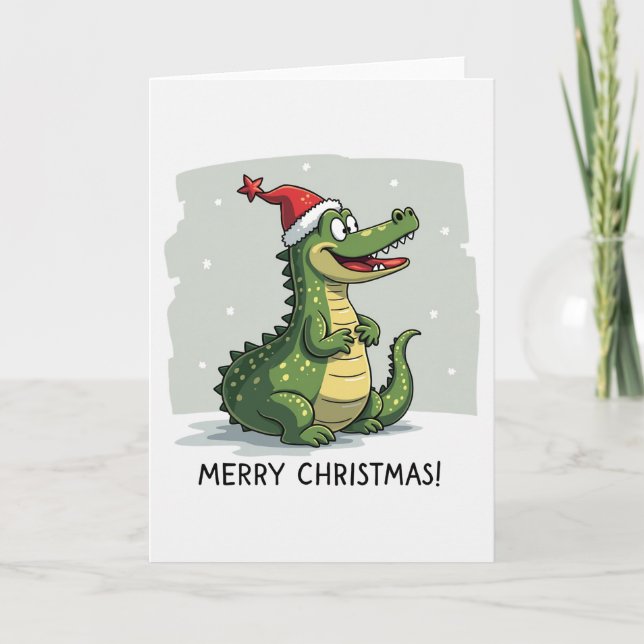 Funny Alligator Christmas Card (Front)