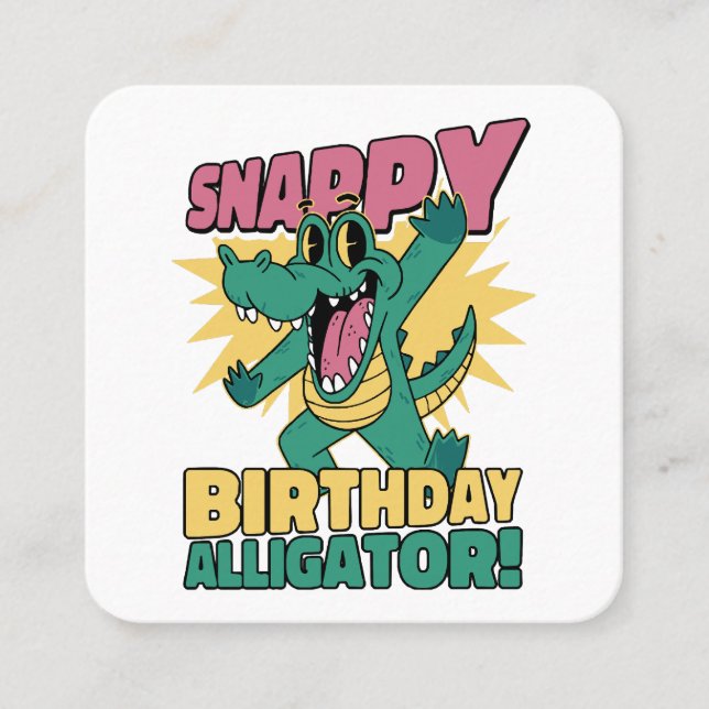Funny Alligator Lover and Birthday Crocodile Gator Square Business Card (Front)