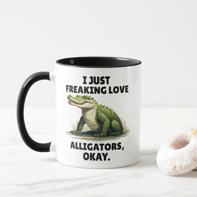 Funny Alligator Lover Mug Reptile Lover Gift (With Donut)
