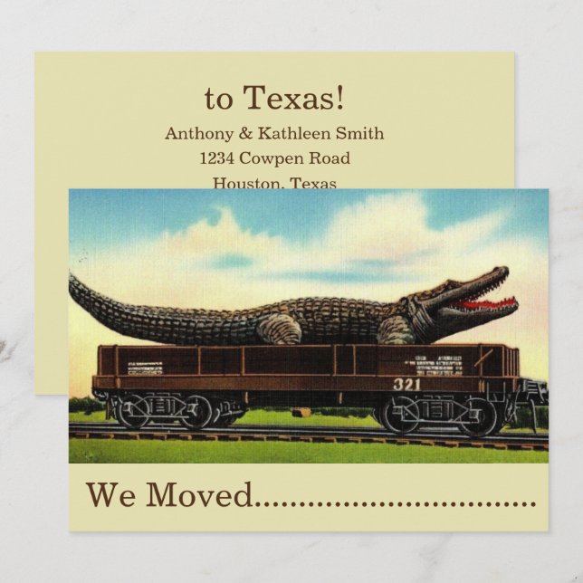 Funny Alligator Move - New Home Card (Front/Back)