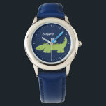 Funny Alligator Personalised Watch<br><div class="desc">This fun watch features a sweet vector illustration of a cute alligator, and can be personalised with your child's name, monogram, initial, or any text of your choice for a perfect custom gift.</div>