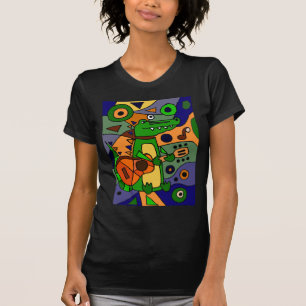 Funny Alligator Playing Guitar Original Modern Art T-Shirt