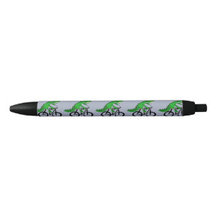 Funny Alligator Riding Bicycle Black Ink Pen