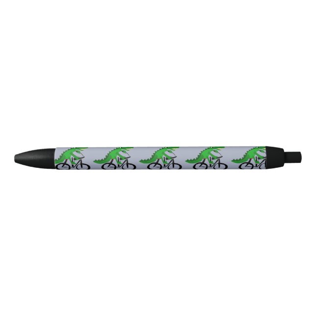 Funny Alligator Riding Bicycle Black Ink Pen (Front)