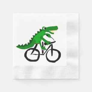Funny Alligator Riding Bicycle Napkin