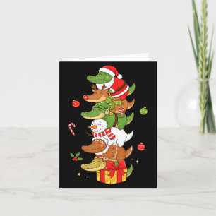 Funny Alligator Santa Elf Snowman Christmas Womens Card