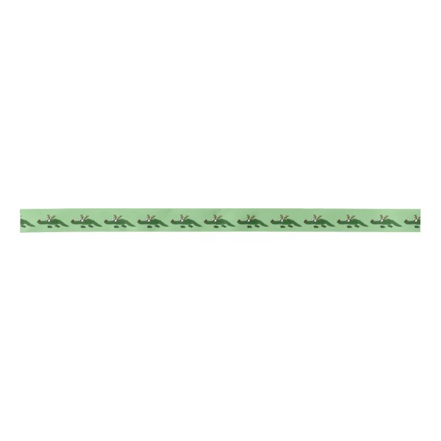 Funny Alligator with Reindeer Antlers Christmas Satin Ribbon (Front)