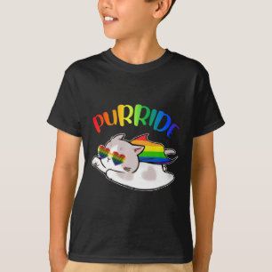 Funny Ally Cat Purride Lgbtq Gay Pride Rainbow Kid T-Shirt