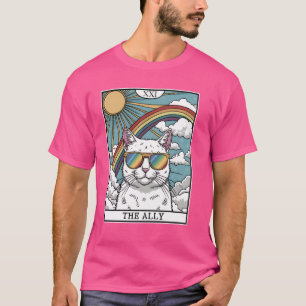 Funny Ally Cat Sunglasses LGBTQ Gay Lesbian Bisexu T-Shirt