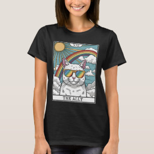 Funny Ally Cat Sunglasses Lgbtq Gay Lesbian Biual T-Shirt