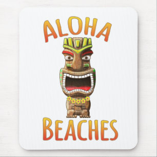 Funny Aloha Beaches Hawaiian Tiki Mouse Pad