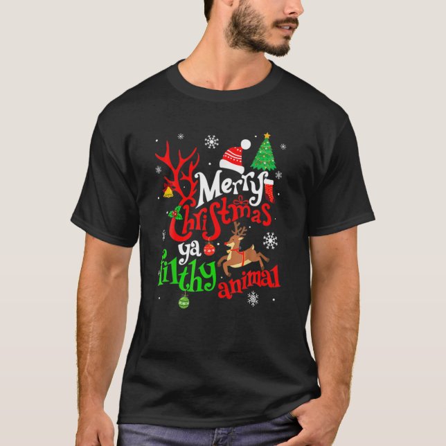 Funny Alone At Home Movies Merry Christmas You Fil T-Shirt (Front)