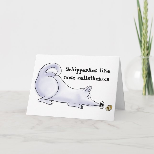 Funny Aloof Schipperke Dog Cartoon Card (Front)