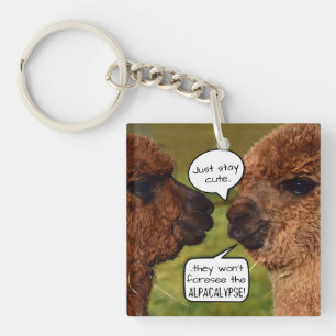 Funny Alpaca Alpacalypse Scheming Key Ring