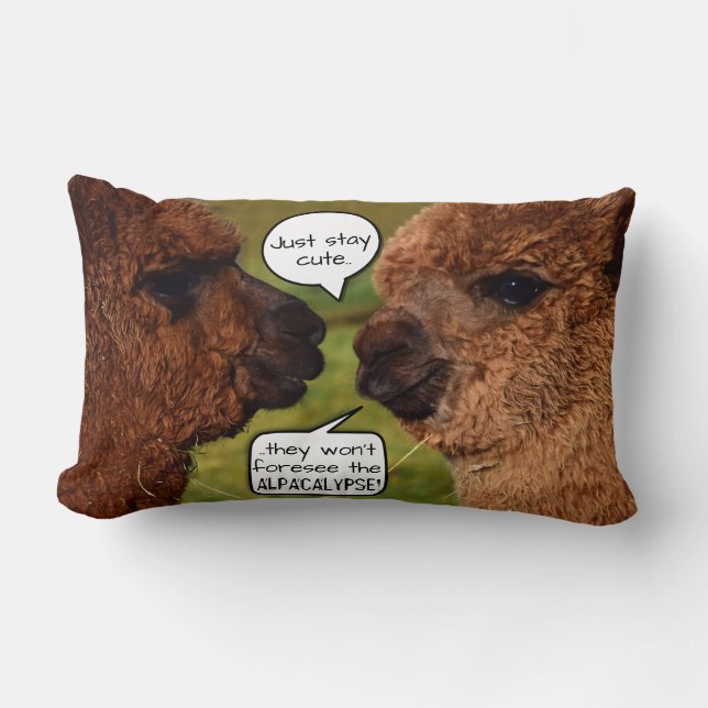 Funny Alpaca Alpacalypse Scheming Lumbar Cushion (Front)